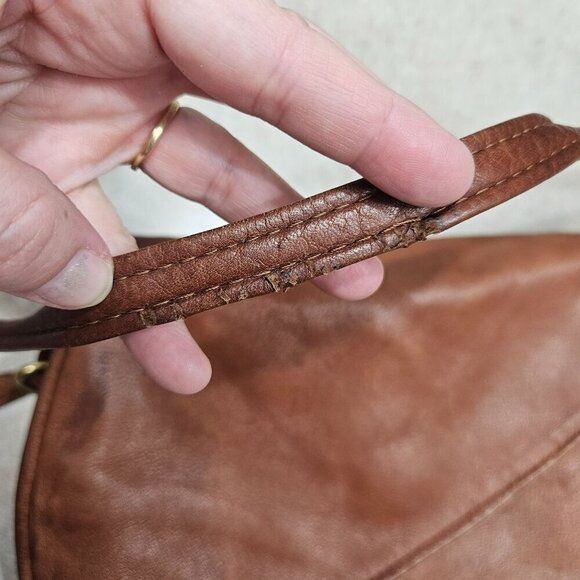 Vintage Victoria Leather Brown‎ Crossbody Tulip Bag Multiple Storage Pockets - Picture 16 of 16